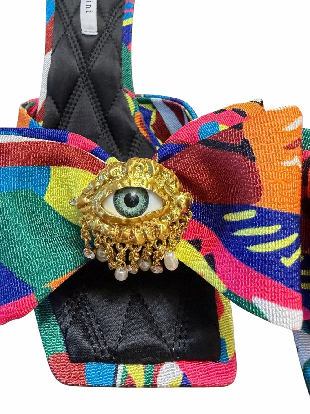 Gianni Bini NWOB Evil Eye Bow Mule Kitten Heels Colorful Size 6.5